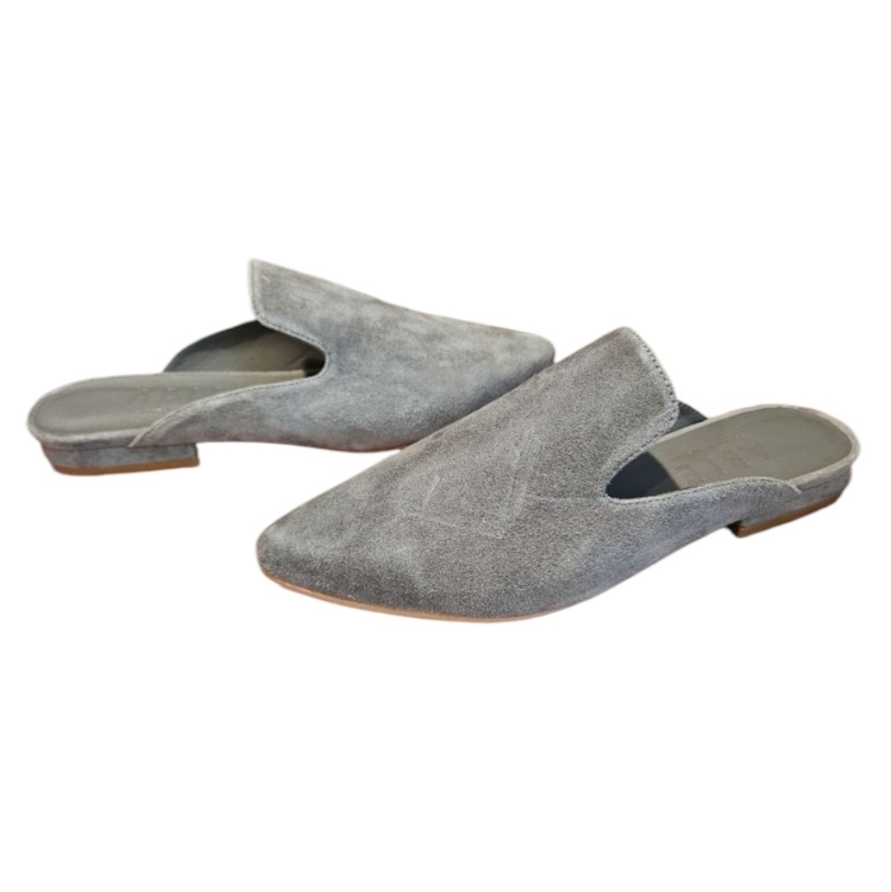 ABLE Lizbeth Charcoal Suede Pointed Toe Slide Mules NIB Size 6.5